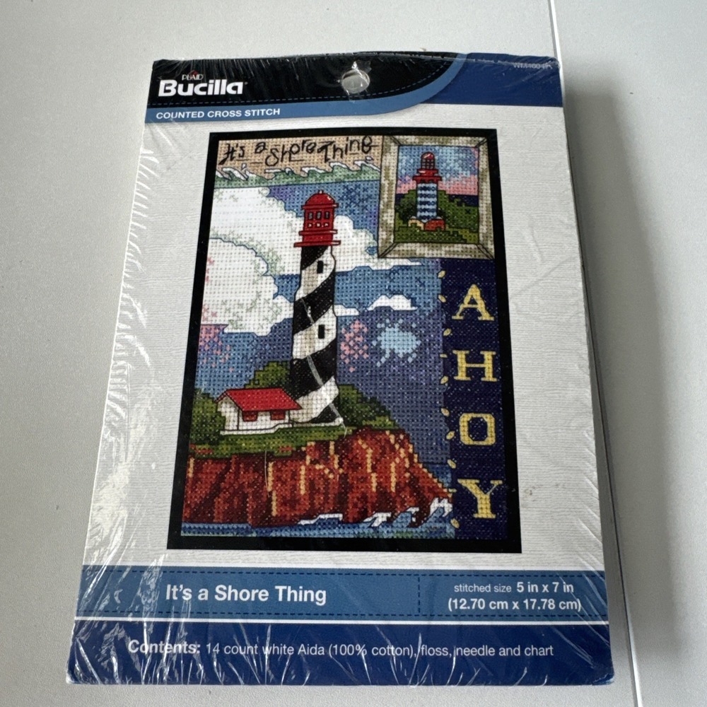 Bucilla Lighthouse Its a Shore Thing Cross Stitch Kit 5"x7" WM46047 NIP 2014